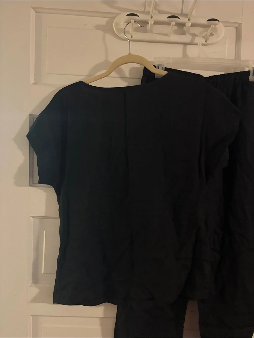Quince Black Women's Two-Piece Linen Set - Relaxed Top & Elastic Waist Pants